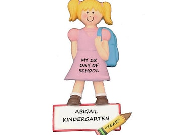 Girl or Boy Starting Kindergarten Personalized Ornament - First Day of School Personalized Ornament - Starting 1st Grade