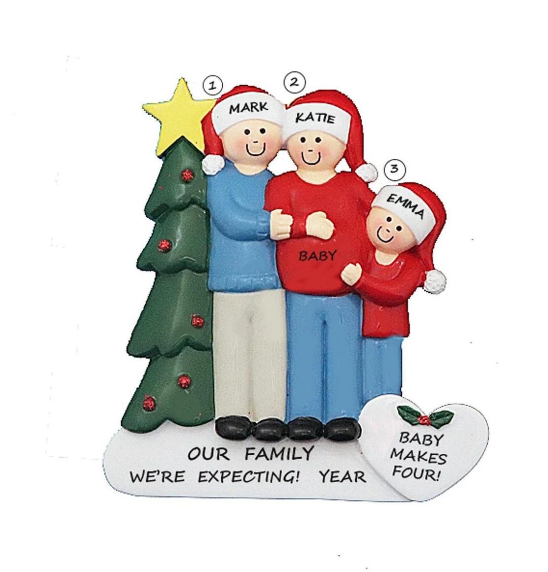 Expecting Family of 3 Personalized Christmas Ornament - Expecting Baby ...