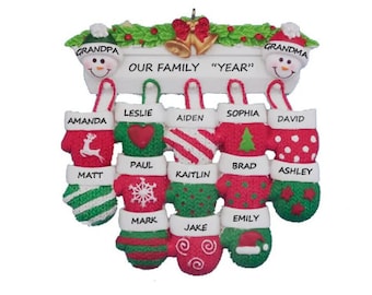 Family of 15 Personalized Ornament - Grandparents Ornament with 13 Grandkids - Hand Personalized For Free