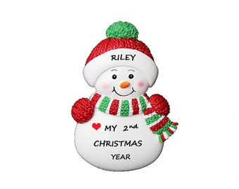 My Second Christmas Baby Boy or Girl Personalized Ornament - Baby&#39;s 2nd Christmas Ornament Pink, Blue or Red