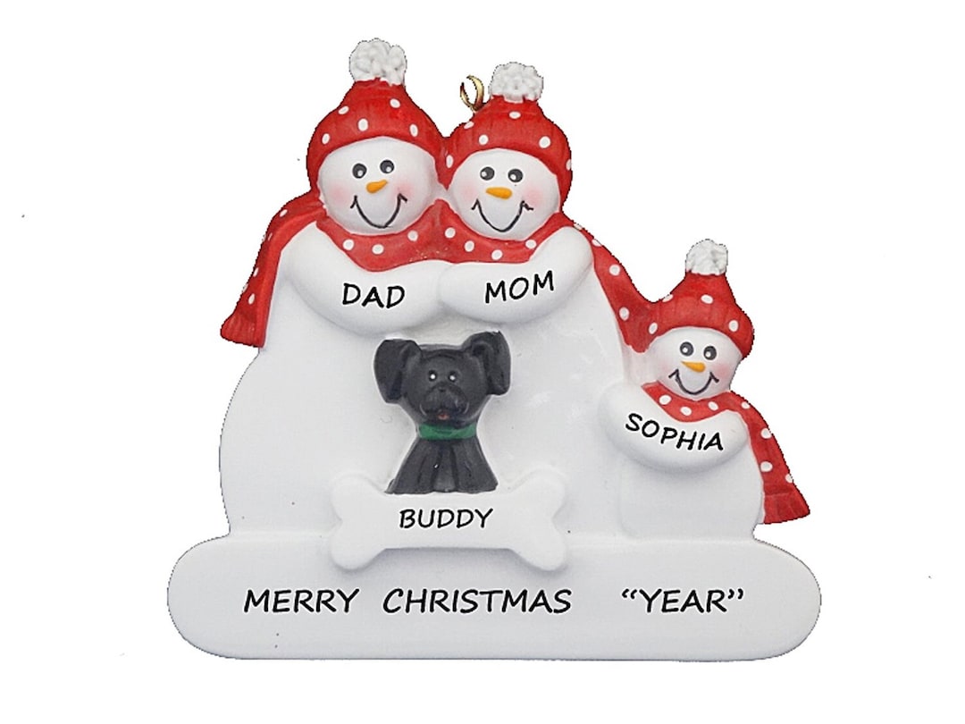 Family of 3 Personalized Ornament With New Dog or Puppy - Family 3 ...