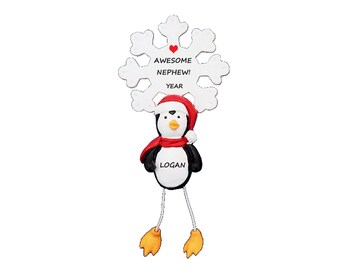 Penguin Ornament for an Awesome Niece or Nephew - Personalized Ornament for Special Child Penguin Dangling Legs