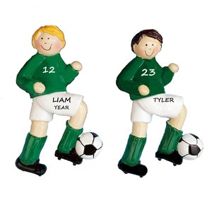 Personalized Soccer Player Boy Christmas Ornament - Custom Color Choice Uniforms - Personalized Free