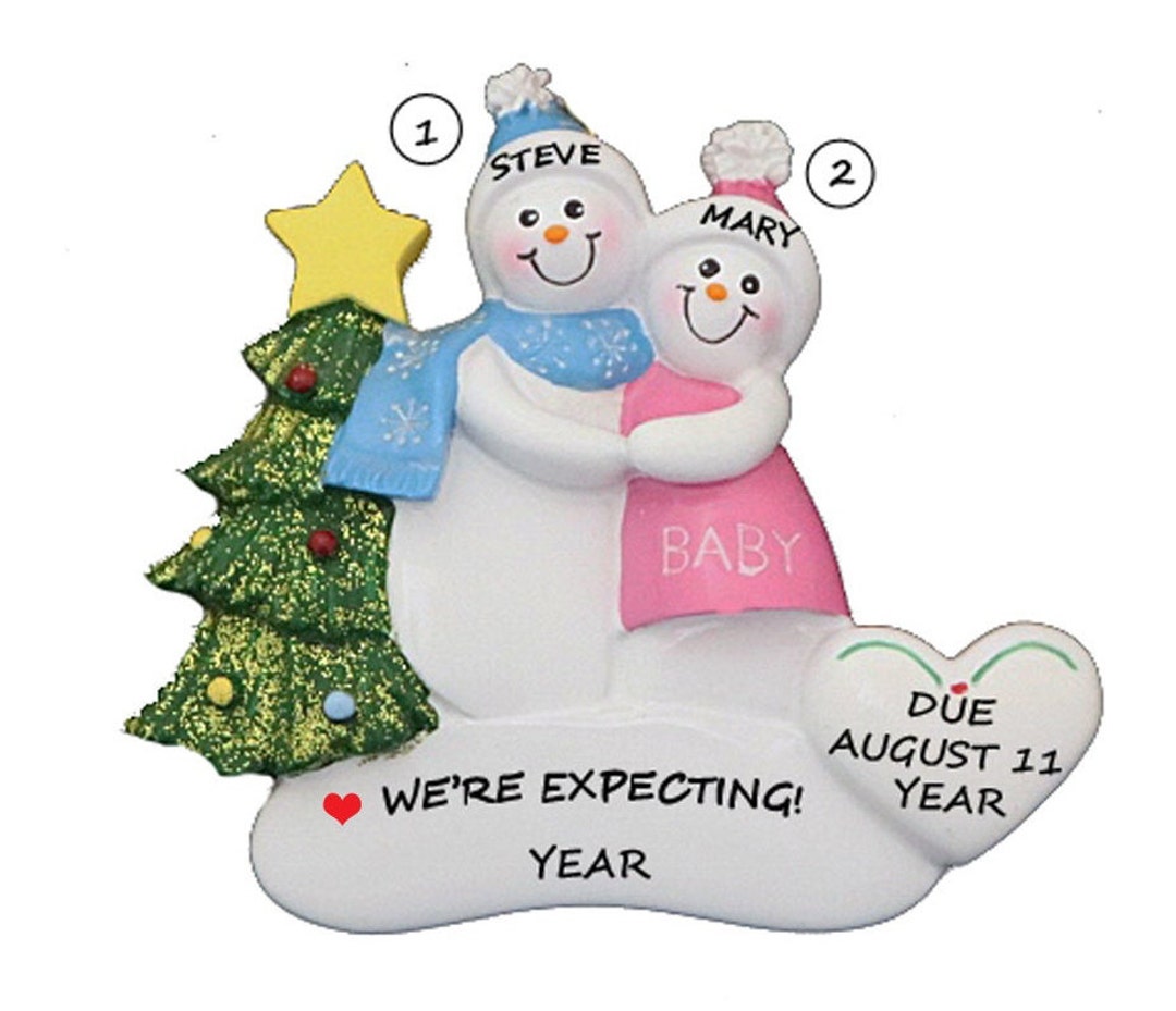 Personalized Expecting Snow Couple Ornament - Pregnant Couple ...