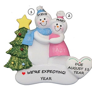 Personalized Expecting Snow Couple Ornament - Pregnant Couple Personalized Christmas Ornament - Hand Personalized