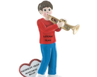 Personalized Trumpet Player Boy or Girl Christmas Ornament- Learning to Play Trumpet - Band Instrument Personalized Christmas Ornament