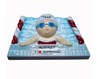 Girl or Boy Swimmer Personalized Ornament - Swimmer Ornament - Hand Personalized - Learned to Swim Christmas Ornament