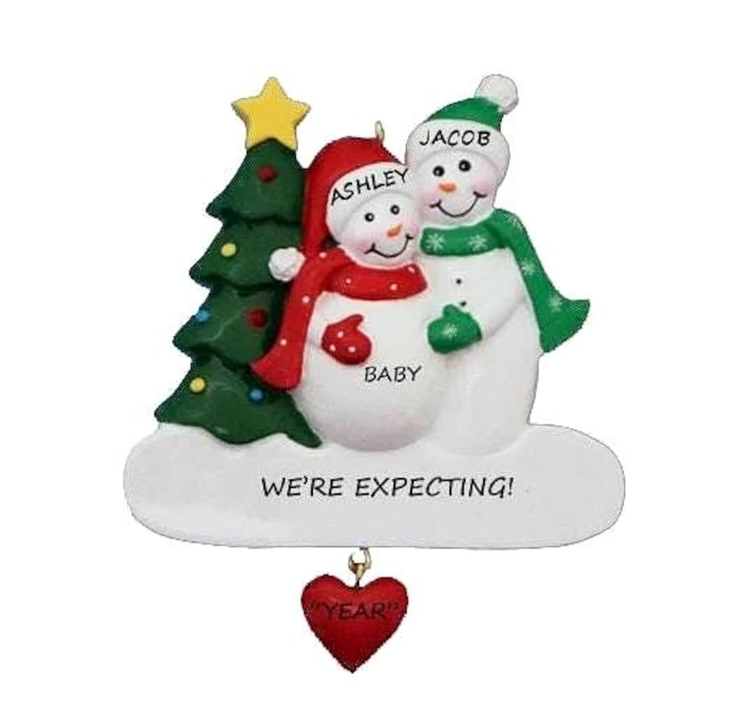 Expecting Snow Couple Personalized Christmas Ornament • Pregnant ...