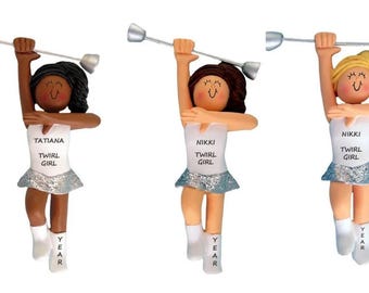 Girl Baton Twirler Personalized Christmas Ornament - Baton Twirling Parade Personalized Ornament