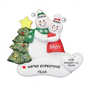 Personalized Expecting Snow Couple Ornament - Pregnant Couple Personalized Christmas Ornament - Hand Personalized