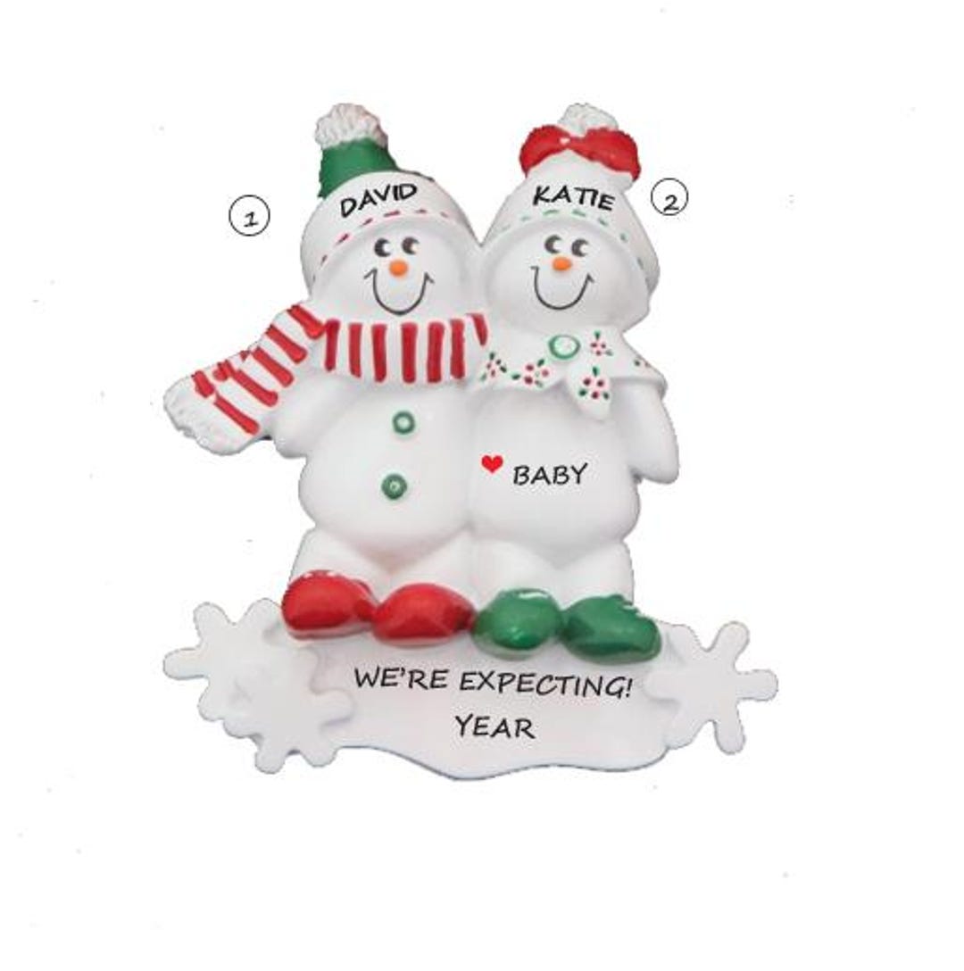 Personalized Expecting Snow Couple Ornament - Snow Couple Expecting 1st ...