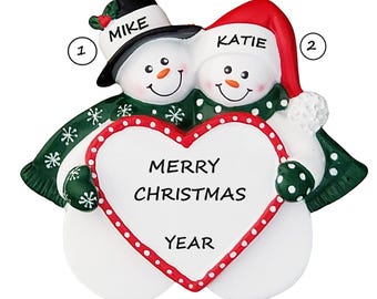 Snow Couple With Heart Ready to Celebrate Christmas Personalized Ornament - Our 1st Christmas - Special Christmas