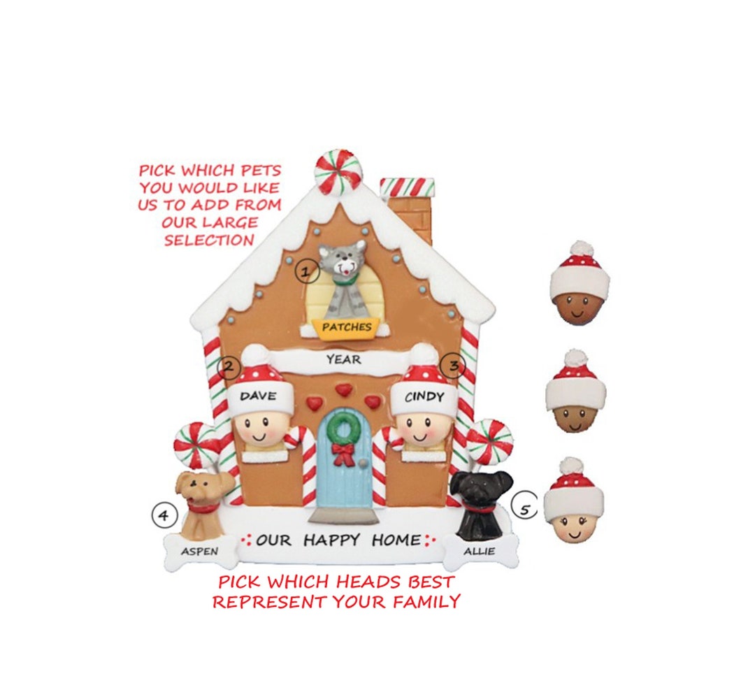 Couple With 3 Pets Gingerbread House Ornament - Home Sweet Home ...