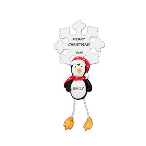 Personalized Single Penguin with Dangling Legs Christmas Ornament, Custom Personalized Gift for Grandchildren, Friends