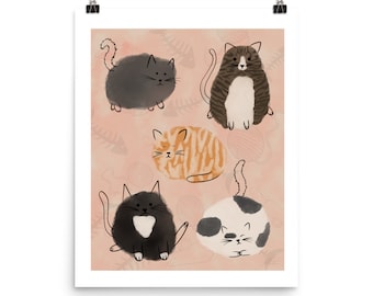 Variety Cats Illustration Poster - Cat Watercolor Sketch - Cat Art