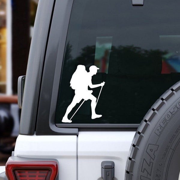 Hiker Decal, Hiking Gifts For Men, Moutain Climbing Decal, Adventure Decal, Laptop Decal, Nature Sticker, Hiking Stickers, Car Decal