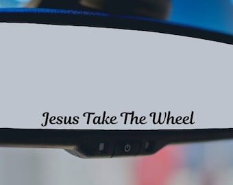 Calcomanía para espejo retrovisor con la frase "Jesús al volante", calcomanías para coche para mujer, calcomanía de vinilo con fe, calcomanía cristiana para espejo retrovisor, accesorios religiosos para coche