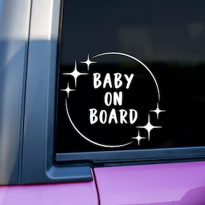 Baby on Board Car Decal, New Parent Sticker, Minimalists Baby Car Sticker, Baby Shower New Mom Gift, Parent&#39;s To Be, Cursive Decal