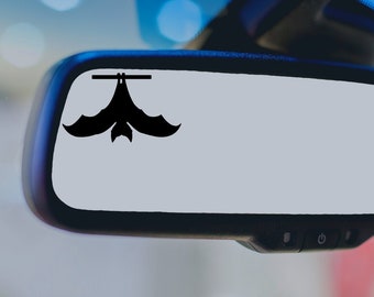 Bat Decal, Rearview Mirror Hanging Bat, Halloween Stickers, Spooky Stickers, Sleeping Bat, Laptop Decal, Goth Decal, Vinyl Decal, Bats Gift