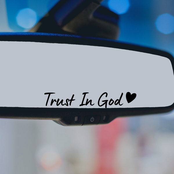 Calcomanía para espejo "Confía en Dios", calcomanías para autos para mujeres, calcomanía de fe, calcomanía de vinilo adorable, calcomanía cristiana para espejo de auto, accesorios religiosos para auto