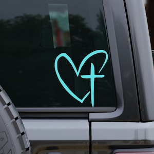 Heart with Cross Decal, Christian Gifts, Religious Car Decal, Spiritual Gifts, Christian Stickers For Laptop, Religious Gifts For Mom
