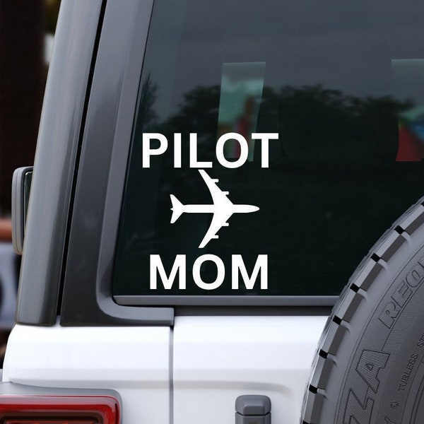 Airplane Car Decal, Pilot Mom Decal, Pilot Gifts For Mom, Pilot Mother's Day Gift, Vinyl Decal, Laptop Decal, Aviation Gifts, Airplane Gifts