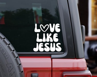 Love Like Jesus Car Decal, Christian Car Sticker, Religious Gift, Cute Vinyl Decal, Religious Car Accessories, Love Heart Jesus Sticker