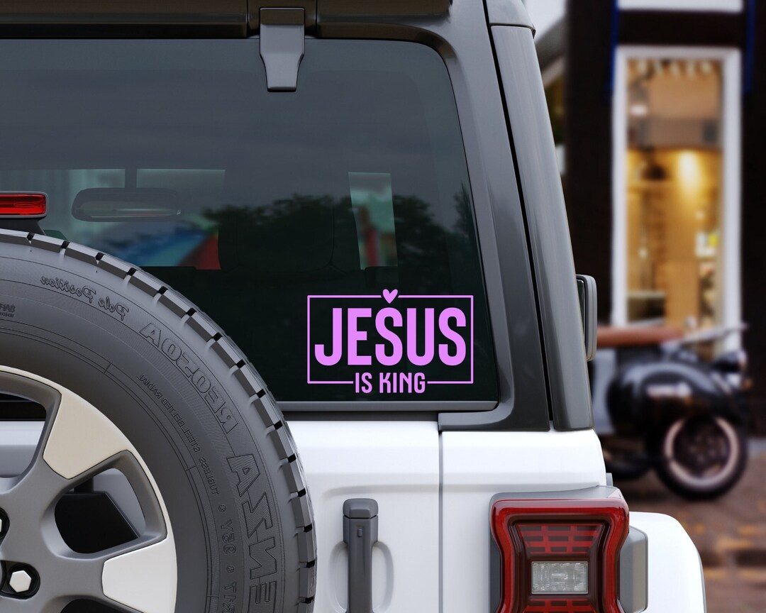 Jesus is King Car Decal, Christian Car Sticker, Religious Gift, Cute