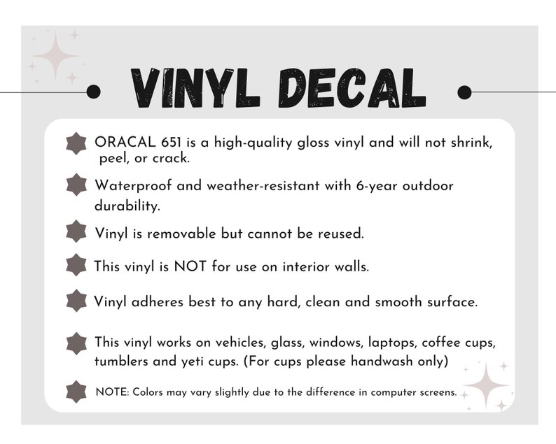 Puede incluir: Un fondo blanco con texto negro que describe las caracter&iacute;sticas de la calcoman&iacute;a de vinilo Oracal 651. El texto incluye informaci&oacute;n sobre la calidad, la durabilidad y la aplicaci&oacute;n del vinilo. El texto tambi&eacute;n indica que el vinilo no es para uso en paredes interiores.