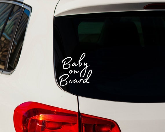 Baby on Board Car Decal, New Parent Sticker, Minimalists Baby Car Sticker, Baby Shower New Mom Gift, Parent's To Be, Cursive Decal
