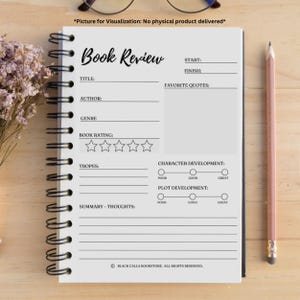 Diario di lettura (B&N) - Booktok e Bookstagram Diario di lettura, Pianificatore di lettura, Registro di lettura, Tracker di lettura, Tracker di lettura, Download PDF