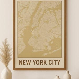 Poster, kaart van New York City simplistisch, verticale en horizontale matte posters, kunst aan de muur, woondecoratie, reisposter, cadeau voor reiziger