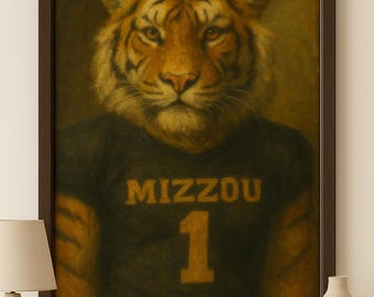 Mizzou Tiger Football Maskottchen Ölgemälde - College Team Wandkunst Digitaler Download