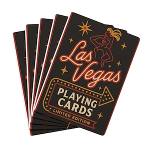 Cartas de baralho vintage de Las Vegas, design retrô neon de showgirl, baralho de edição limitada, presente estético de cassino