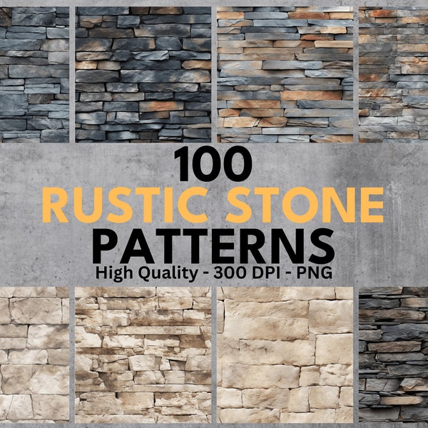 100 Rustic Stone Textures | Realistic Slate, Limestone, Granite Patterns | High Resolution | Commercial Use | PNG Format | Instant Download