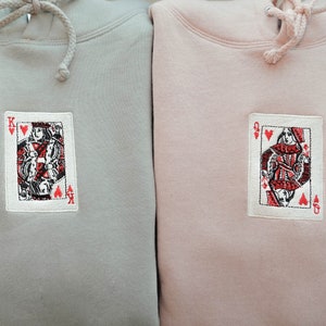 Matching Hoodies Couples Hoodie Embroidered Hoodie King of Hearts Queen of Hearts Hoodie Oversized Gift for Couples Engagement Wedding