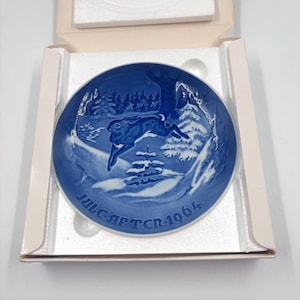 Bing & Grøndahl 1964 Christmas Plate: Fir Tree Hare, Danish Porcelain Collector Item