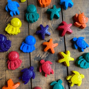 Sea Creatures,Ocean Crayons,Under the Sea Party Favors,Easter Basket Filler,Stocking Stuffer,Aquarium Crayons,Ocean Life,Gifts Under 10