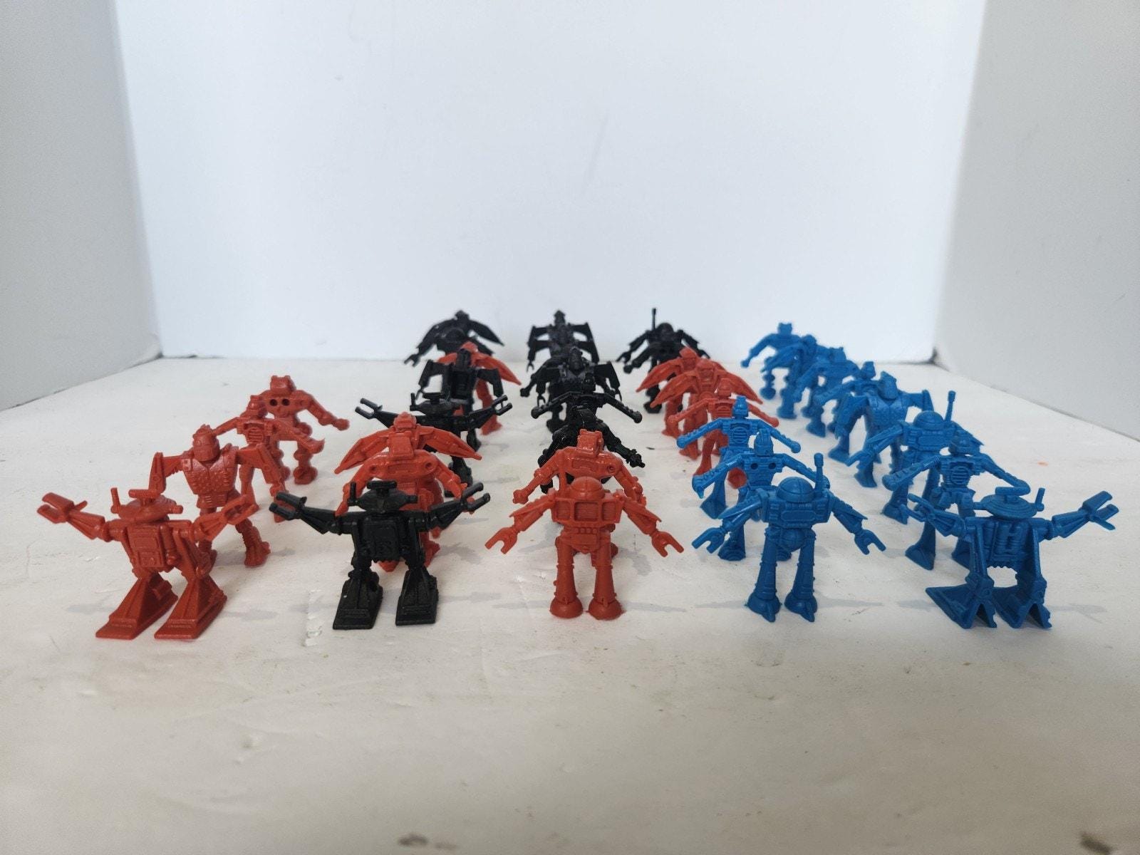 Vintage Arco Rogun Robots Mini Figures 1980s Mixed Lot Red Blue Black 35 Pieces