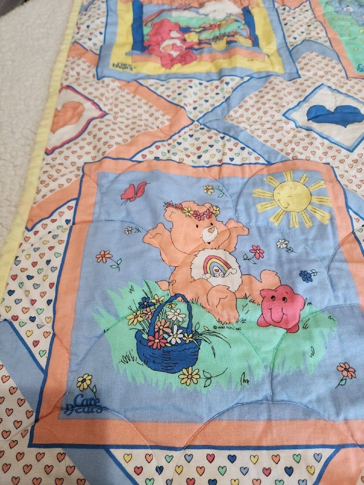 Vintage Care Bears Baby Blanket 1992 32x42 3D Ears Etsy