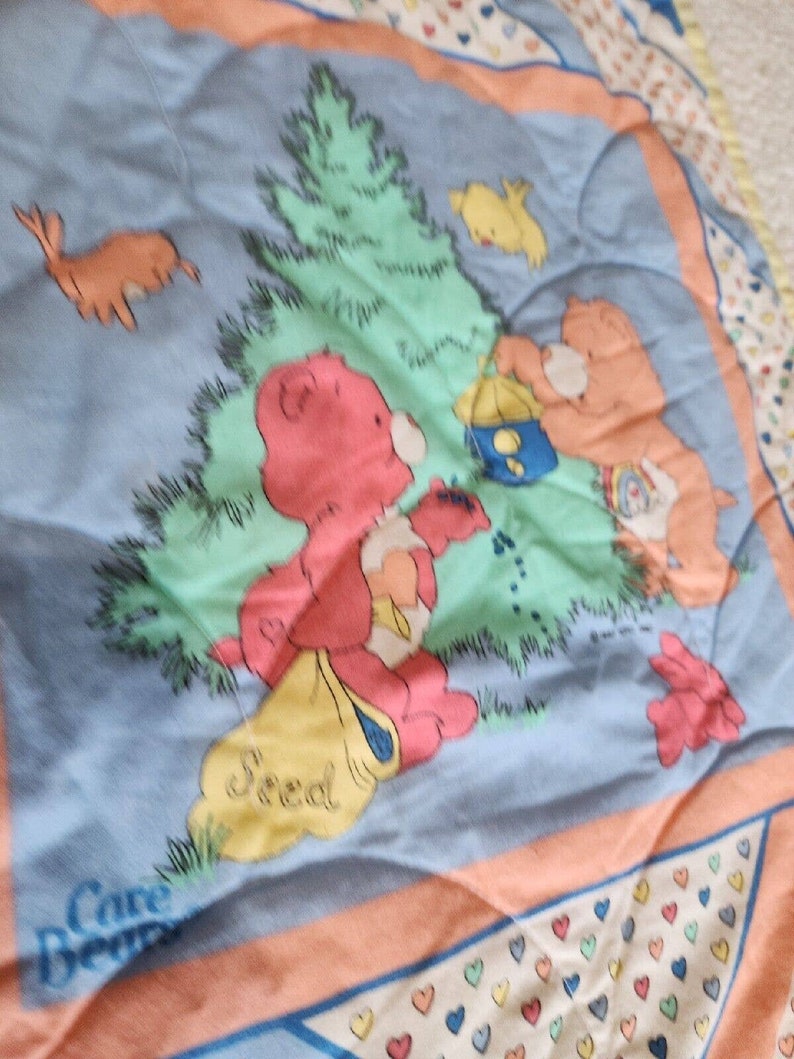 Vintage Care Bears Baby Blanket 1992 32x42 3D Ears Etsy