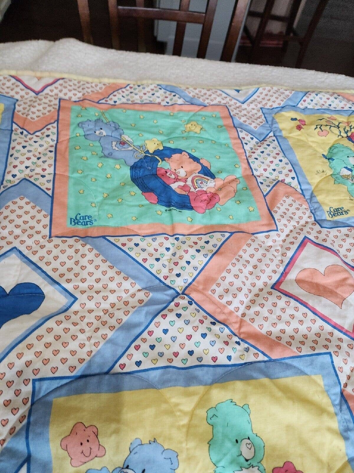 Vintage Care Bears Baby Blanket 1992 32x42 3D Ears Etsy