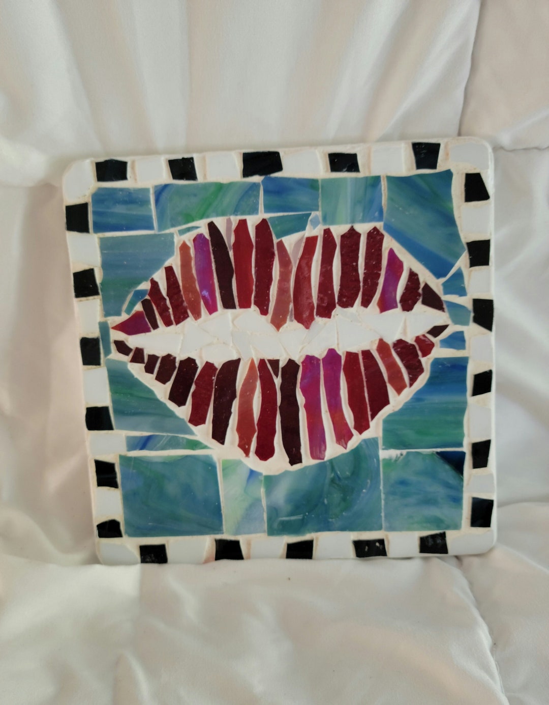 Modern Lips Mosaic Glass Metallic Tiles on Cork Backed Hot Etsy