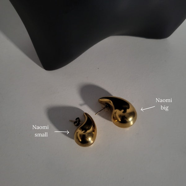 Naomi Small - Boucles d'oreilles gouttes d'eau en acier inoxydable