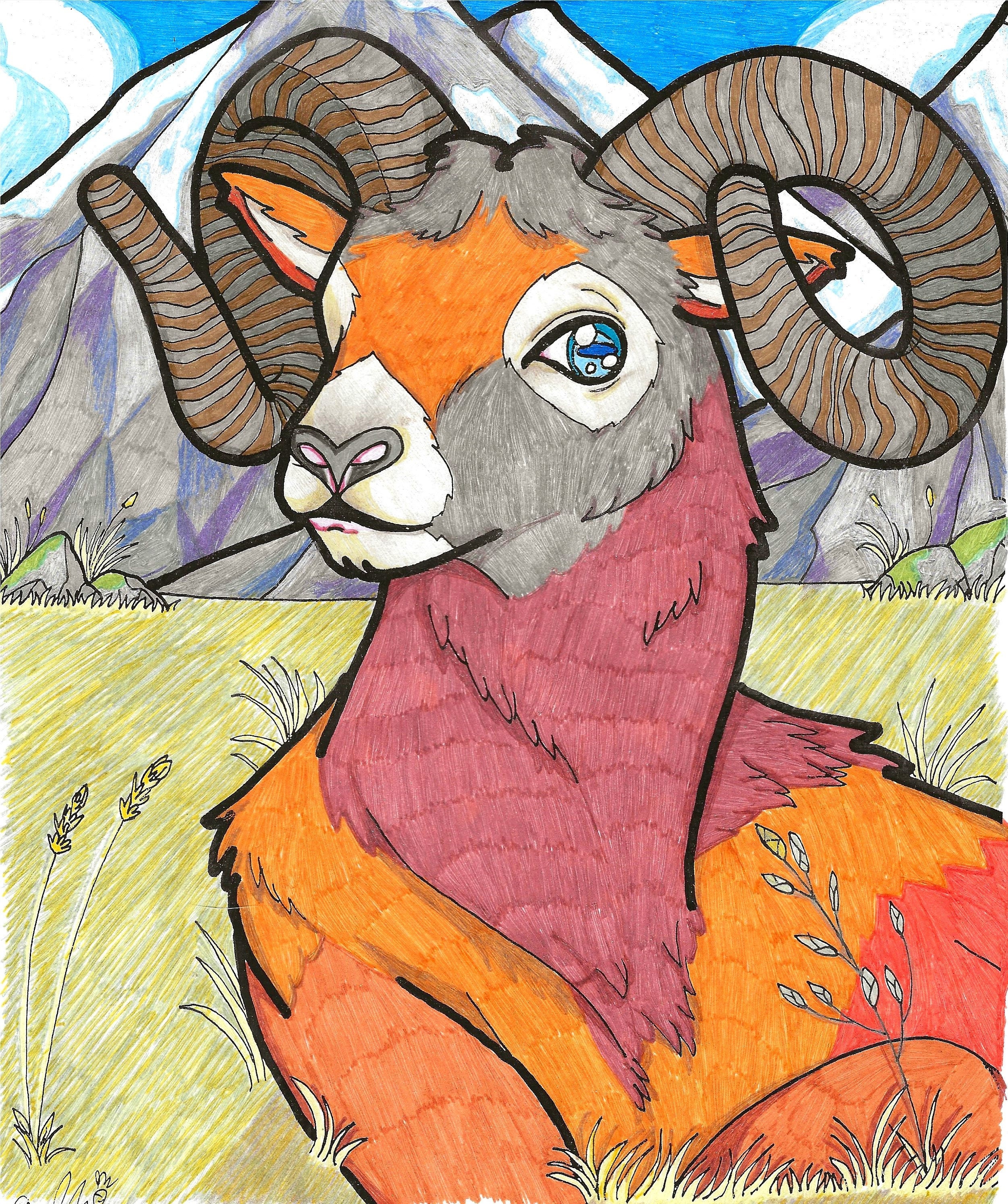 Highland Rams Printables Mountain Ram - Printable Coloring Page - Etsy
