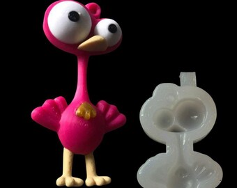 Funny Bird Silicone Mold | Kawaii Cartoon Keychain, Resin, Clay