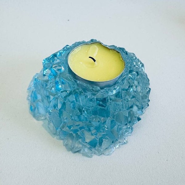 Crystal Tea Light Holder Silicone Mold - Geode Resin Casting Mold for Stunning Quartz Decor, Handmade Candleholder Creation, Unique Gift
