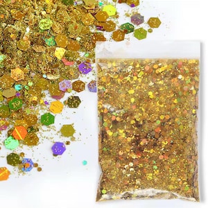 10g Holographic Chunky Glitter Mix – Multicolor Iridescent Flakes for Resin, Slime, Tumblers, Crafts, and Nail Art