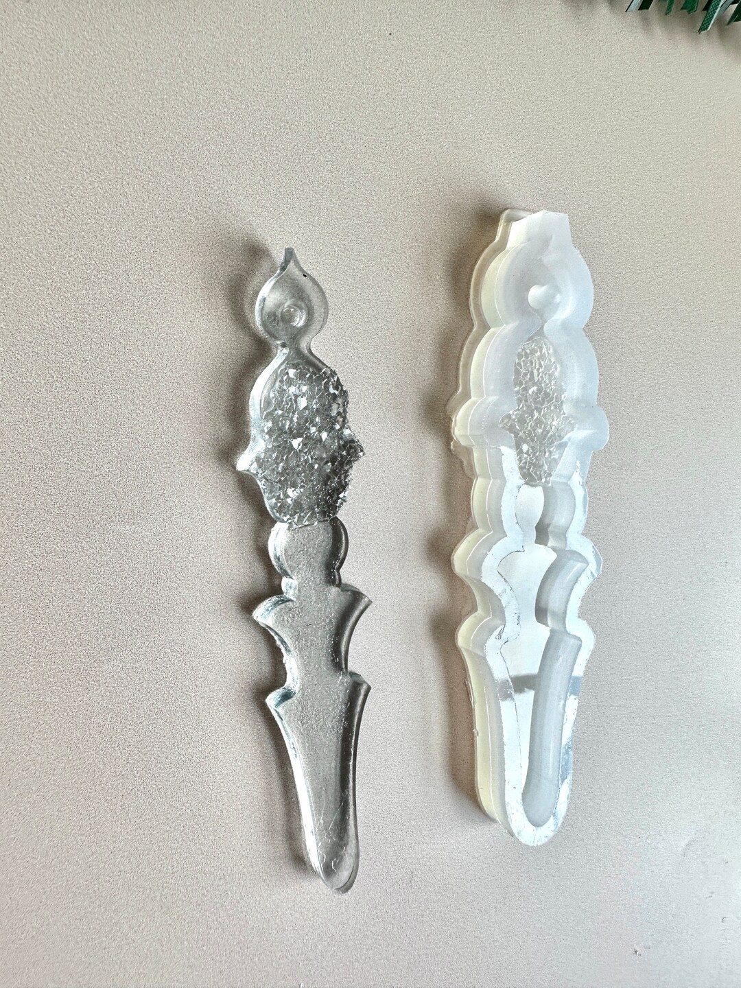 Christmas Treechristmas Icicle Silicone Mould With Crystals, for Resin