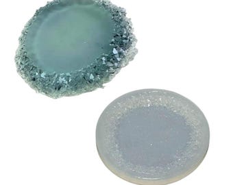 Molde redondo grande de 13 cm con borde de cristal para posavasos y bandejas.
